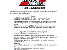 DRIVERS » Track Day Checklist & Tech Inspection Forms